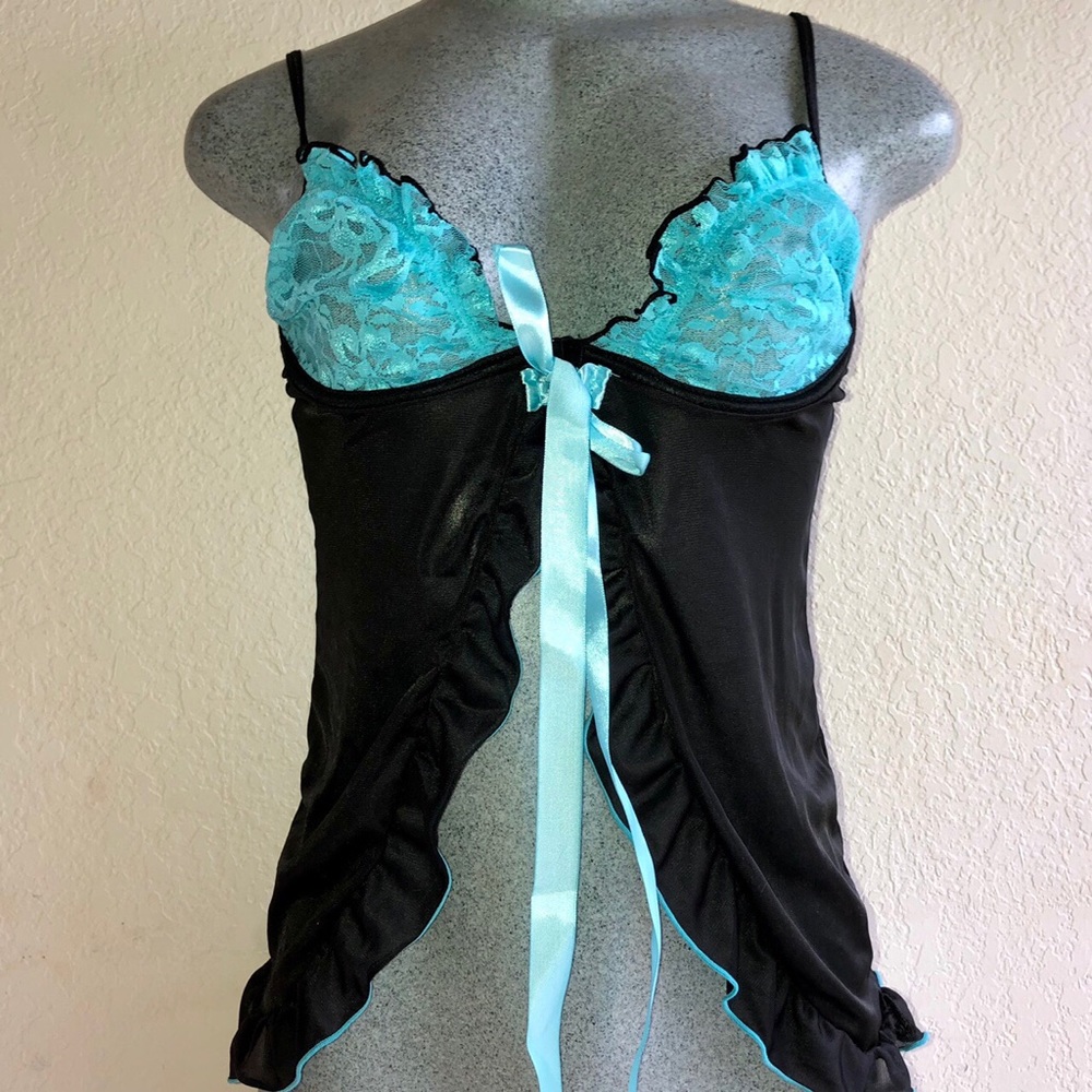 NWT Sexy Teal Black Lace Lingerie Piece Dreamgirl